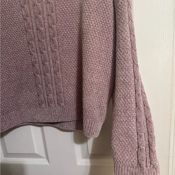 Soft & Warm Pink Rose Lilac Cable Knit Sweater - Picture 5 of 6